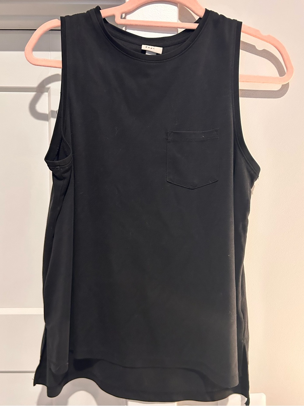a new day Black Ribbed Pocket Tank Top